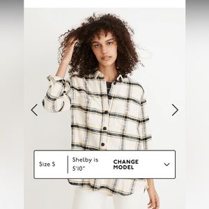 NWT Madewell Oversized Ex-Boyfriend Shirt in Caney Plaid